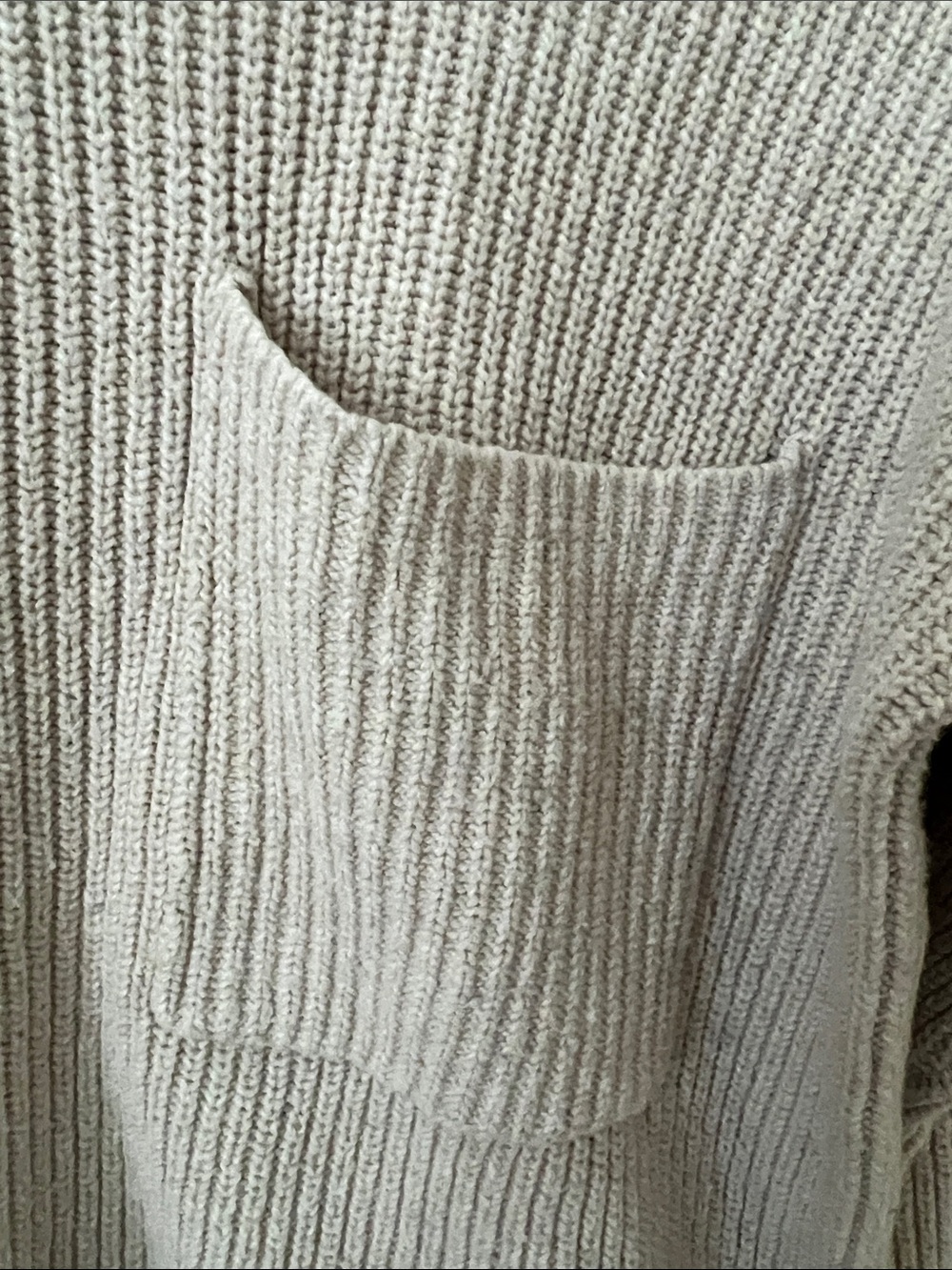 Madewell | Beige Slouchy Ribbed Crewneck Sweater Front Pocket #AA782 Size S - Picture 4 of 17